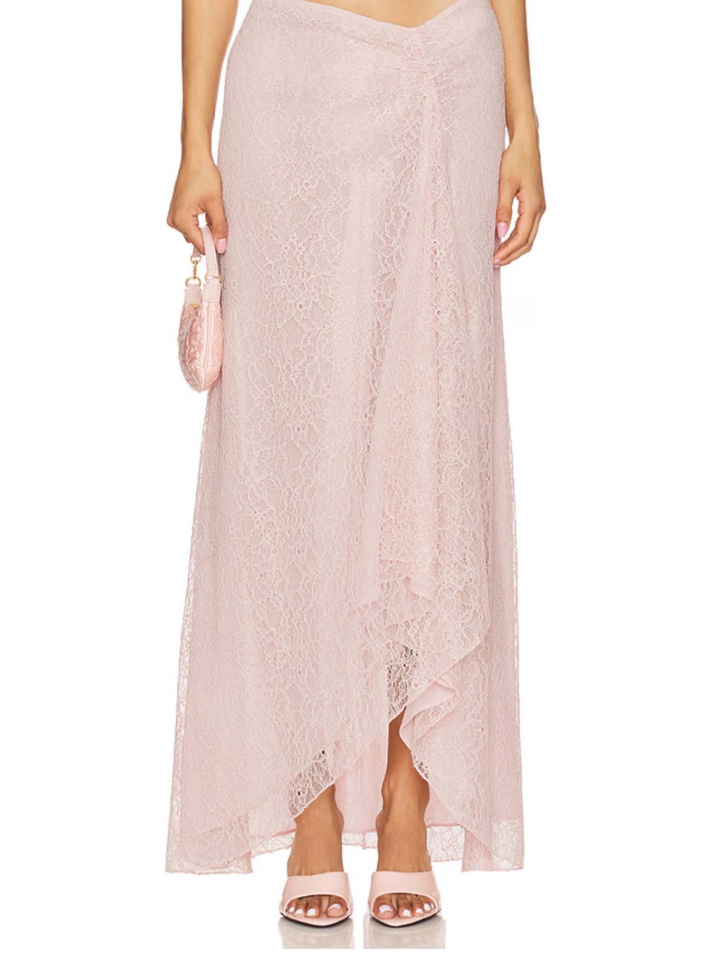 Camila Coelho Lace Wrap Maxi Skirt In Blush Pink